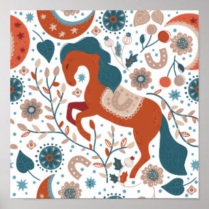 Affiche Cheval scandinave mignon
