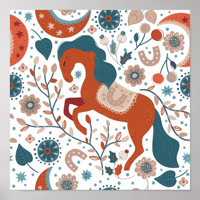 Affiche Cheval scandinave mignon (Devant)