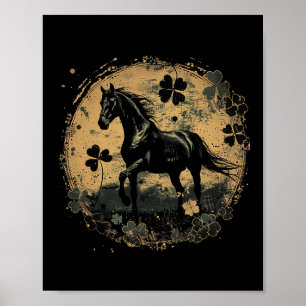 Affiche Cheval Shamrock Saint-Patrick Fête Saint-Paddy's I