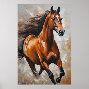 Affiche   Cheval   Style de peinture à l'huile