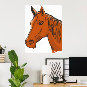 Affiche Cheval Tête Brown Animal de ferme