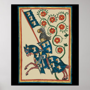 Affiche Chevalier avec armoiries d'aigle, Moyen Âge du XIV