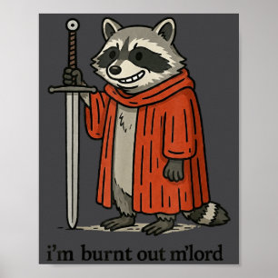 Affiche Chevalier de Raton Laveur Médiéval Drôle Je Suis É