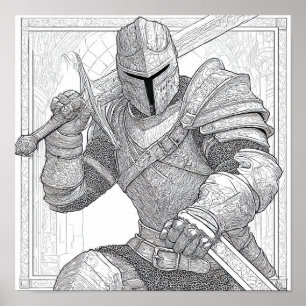 Affiche Chevalier détaillé en armure complète - Page de co