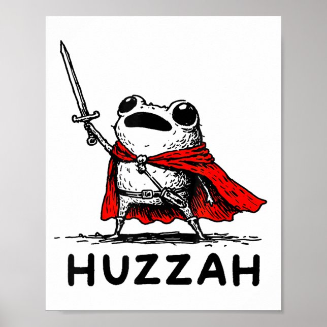 Affiche Chevalier Grenouille Huzzah Rétro Citation drôle d (Devant)