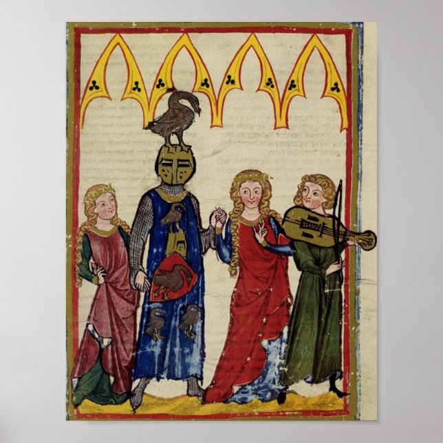 Affiche Chevalier Médiéval Avec Oie Sur La Tête (Devant)