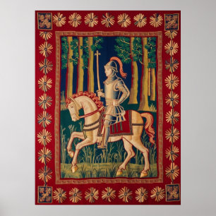 Affiche Chevalier, Tapisserie du moyen âge