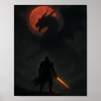 Affiche Chevalier vs Dragon sous la Lune de Sang F