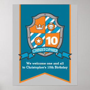 Affiche Chevaliers garçons 10e anniversaire heraldry crête