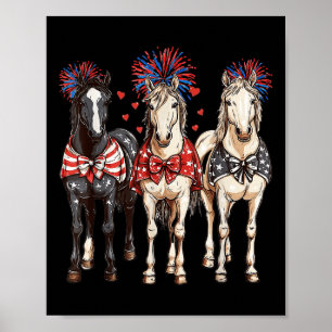 Affiche Chevaux 4 juillet Cheval patriotique Drapeau améri
