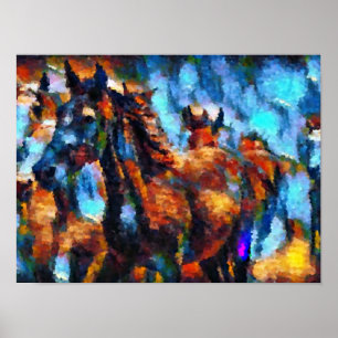 Affiche chevaux abstrait 