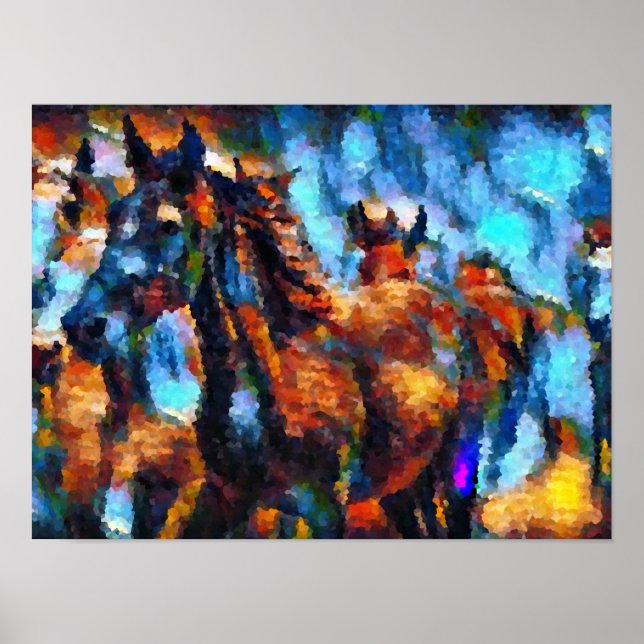 Affiche chevaux abstrait  (Devant)