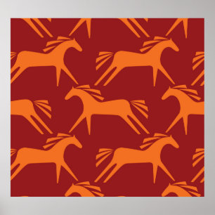 Affiche Chevaux : Beauté équestre rouge sans mer.