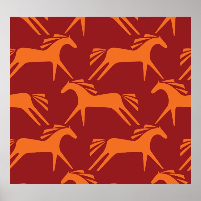 Affiche Chevaux : Beauté équestre rouge sans mer. (Devant)