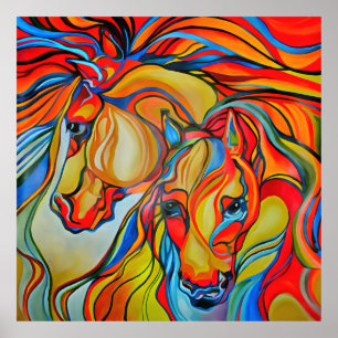 Affiche Chevaux colorés Art Abstrait