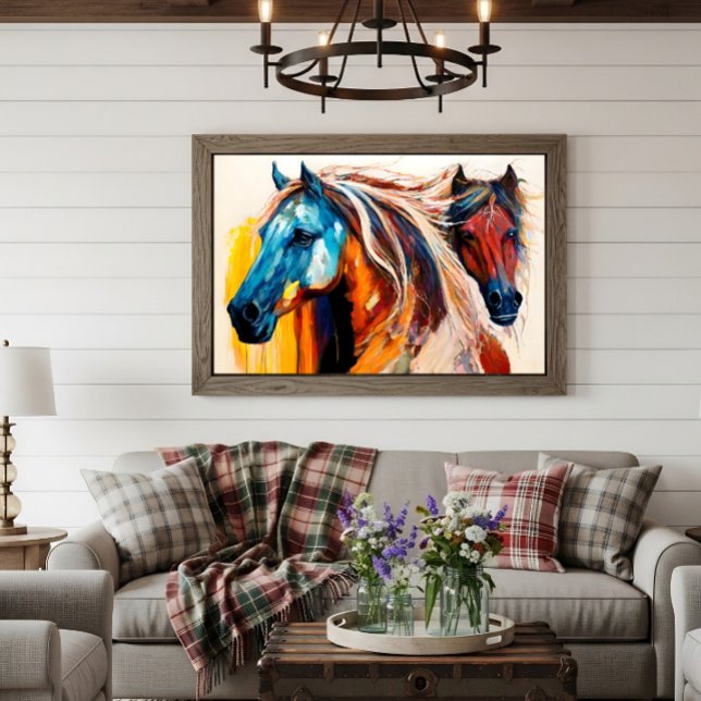 Affiche Chevaux Colorés Art Vibrant (Créateur téléchargé)