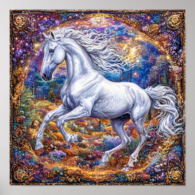 Affiche Chevaux de dessin animé mignons (Devant)