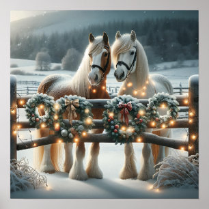 Affiche Chevaux de fête et lumières de Noël