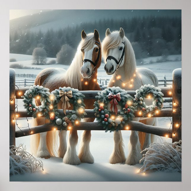 Affiche Chevaux de fête et lumières de Noël (Devant)