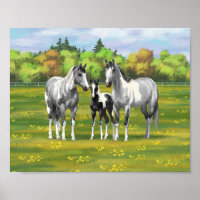 Chevaux De Peinture Gris De Pâte De Poisson En Été