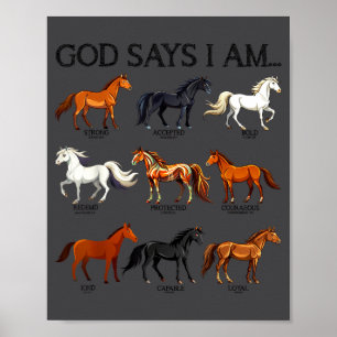 Affiche Chevaux Dieu dit que je suis mignonne fille chréti