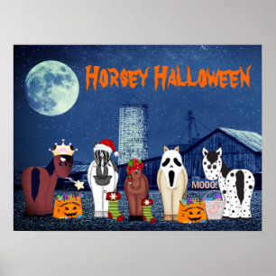 Affiche Chevaux mignons en costumes Cheval Halloween Horse