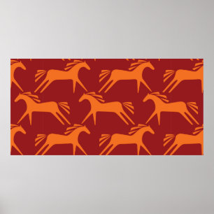 Affiche Chevaux motifs sans couture