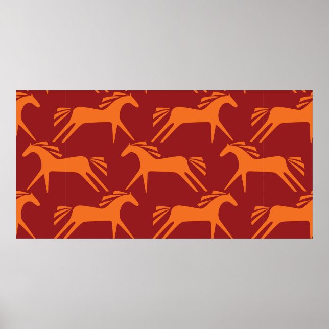 Affiche Chevaux motifs sans couture (Devant)