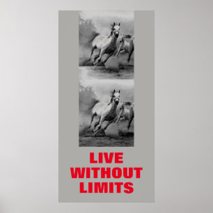 Affiche Chevaux Motivationnels Vivent Sans Limites Pop Art