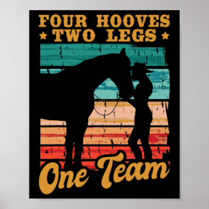 Affiche Chevaux Quatre Hooves Deux Jambes Une Équipe Cheva