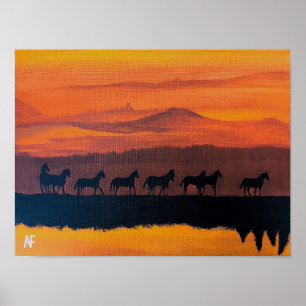 Affiche Chevaux sauvages du Montana Peinture d'Alfred Fox