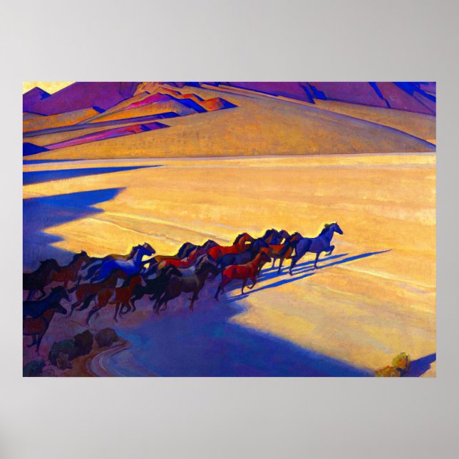Affiche Chevaux sauvages du Nevada, 1927 par Maynard Dixon (Devant)