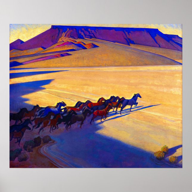 Affiche Chevaux sauvages du Nevada par Maynard Dixon (Devant)