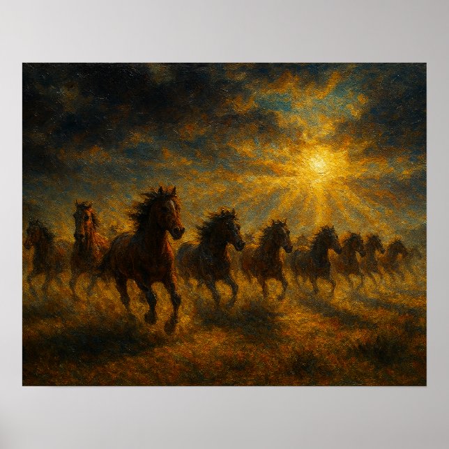 Affiche Chevaux Sauvages en Course (Devant)