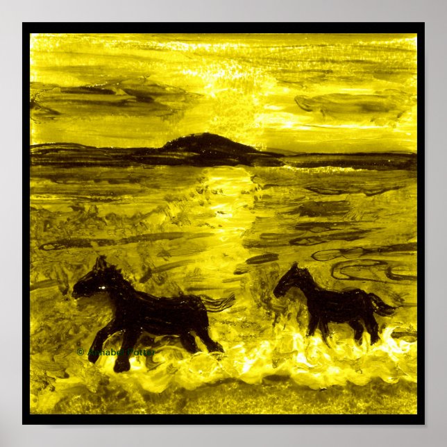 Affiche Chevaux sur une équine de mer d'or (Devant)