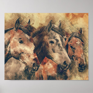 Affiche Chevaux Thoroughbred Découpage Imprimer