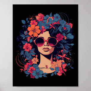 Affiche Cheveux Afro Naturels Fierté Histoire Noire Mélani