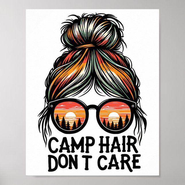 Affiche Cheveux de camping, on ne s'en soucie pas, chignon (Devant)