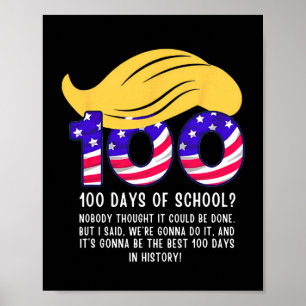 Affiche Cheveux drôles de Trump 100 jours d'école