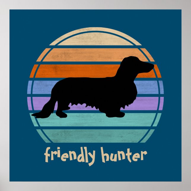 Affiche Cheveux longs Dachshund - Silhouette 1 (Devant)