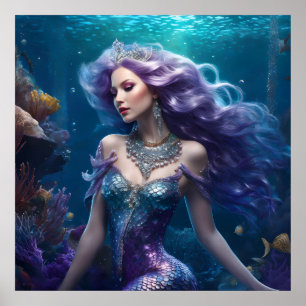 Affiche Cheveux mauve de sirène