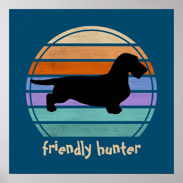 Affiche Cheveux ronds Dachshund - Silhouette 1 (Devant)