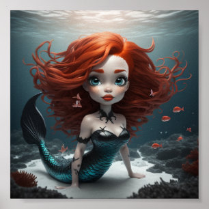 Affiche cheveux rouges mermaid