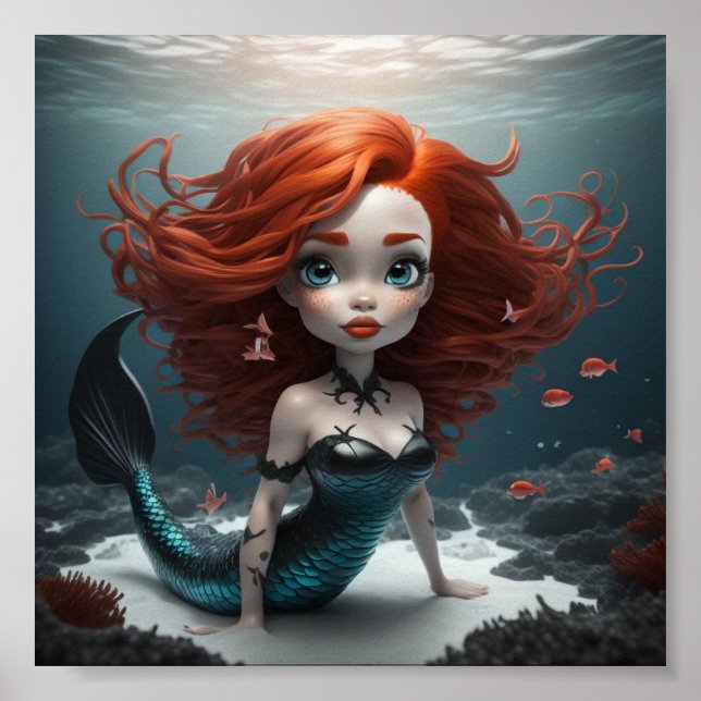 Affiche cheveux rouges mermaid (Devant)