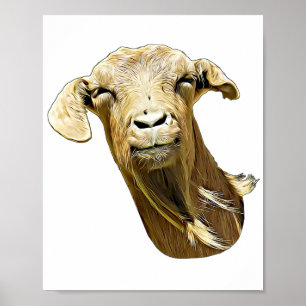 Affiche Chèvre amusante Visage de la ferme Peinture sur le