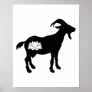 Affiche Chèvre avec symbole de lotus Namaste Chèvre Yoga _