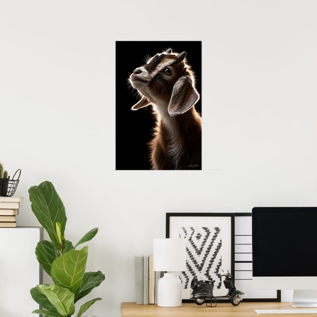 Affiche Chèvre curieuse (Bureau à domicile)