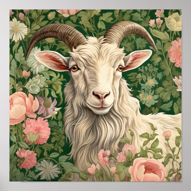 Affiche Chèvre dans la peinture de pré (Devant)