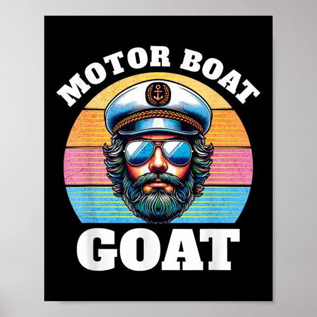 Affiche Chèvre de bateau à moteur _ Capitaine de bateau à  (Devant)