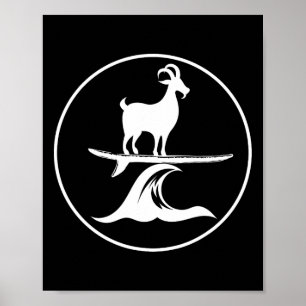 Affiche Chèvre de surf drôle enfants cool ferme animal chè